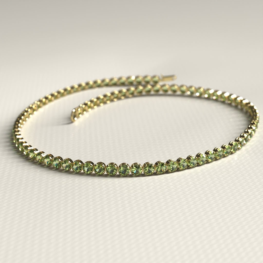 Peridot Tennis Bracelet in 14K/18K White Gold / August Birthstone Bracelet - Evara Jewelry LLC