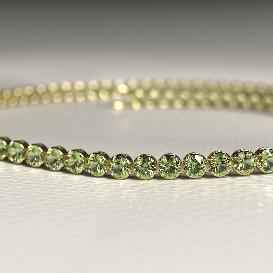 Peridot Tennis Bracelet in 14K/18K White Gold / August Birthstone Bracelet - Evara Jewelry LLC