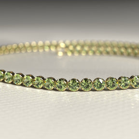 Peridot Tennis Bracelet in 14K/18K White Gold / August Birthstone Bracelet - Evara Jewelry LLC