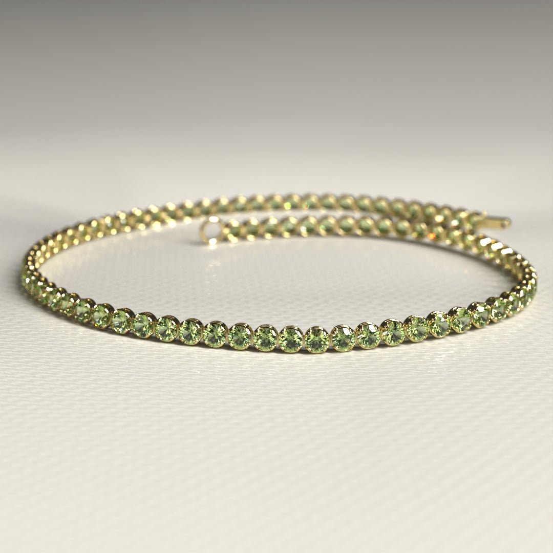 Peridot Tennis Bracelet in 14K/18K White Gold / August Birthstone Bracelet - Evara Jewelry LLC