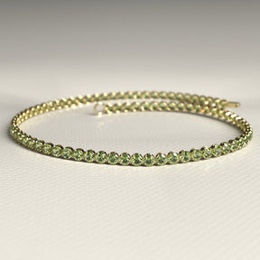Peridot Tennis Bracelet in 14K/18K White Gold / August Birthstone Bracelet - Evara Jewelry LLC