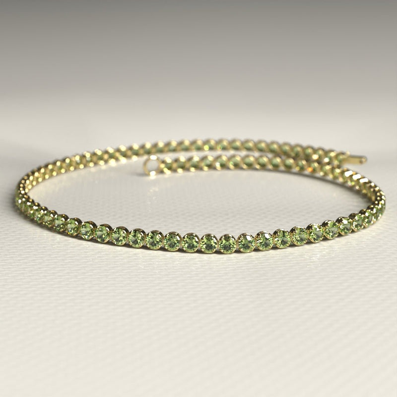 Peridot Tennis Bracelet in 14K/18K White Gold / August Birthstone Bracelet