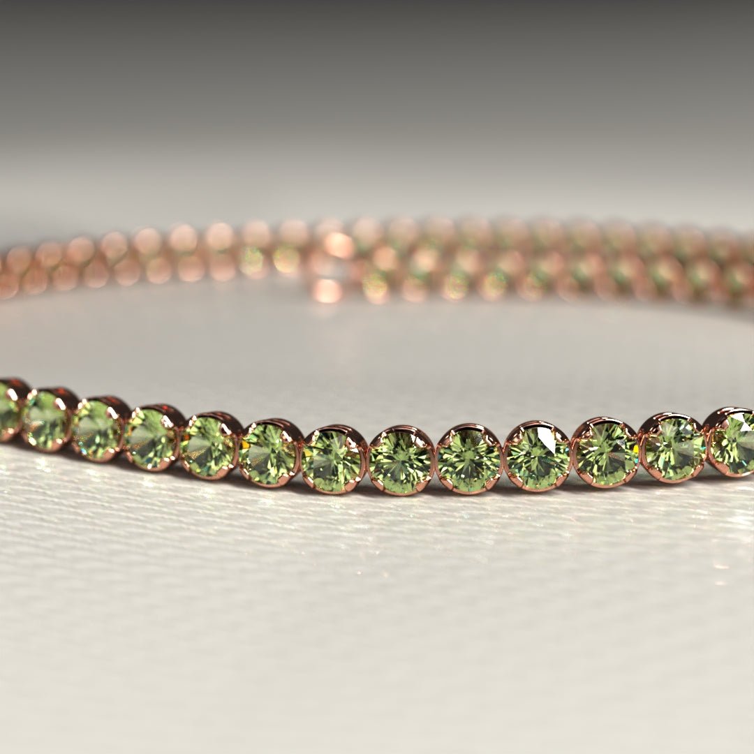 Peridot Tennis Bracelet in 14K/18K White Gold / August Birthstone Bracelet - Evara Jewelry LLC