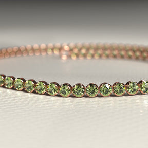 Peridot Tennis Bracelet in 14K/18K White Gold / August Birthstone Bracelet - Evara Jewelry LLC