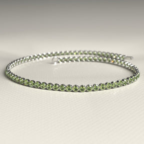 Peridot Tennis Bracelet in 14K/18K White Gold / August Birthstone Bracelet - Evara Jewelry LLC