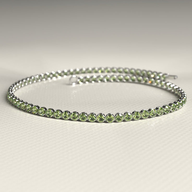 Peridot Tennis Bracelet in 14K/18K White Gold / August Birthstone Bracelet