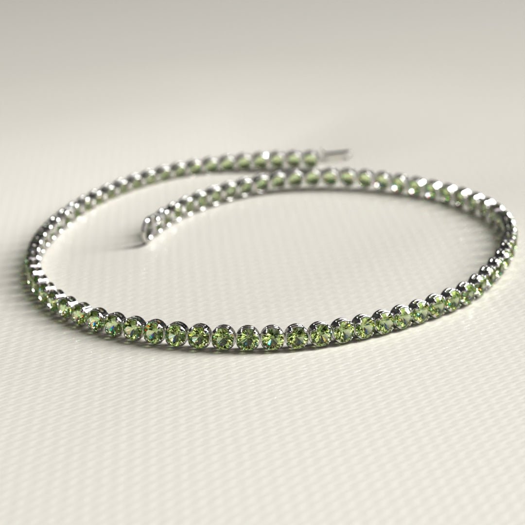 Peridot Tennis Bracelet in 14K/18K White Gold / August Birthstone Bracelet - Evara Jewelry LLC