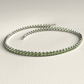 Peridot Tennis Bracelet in 14K/18K White Gold / August Birthstone Bracelet - Evara Jewelry LLC