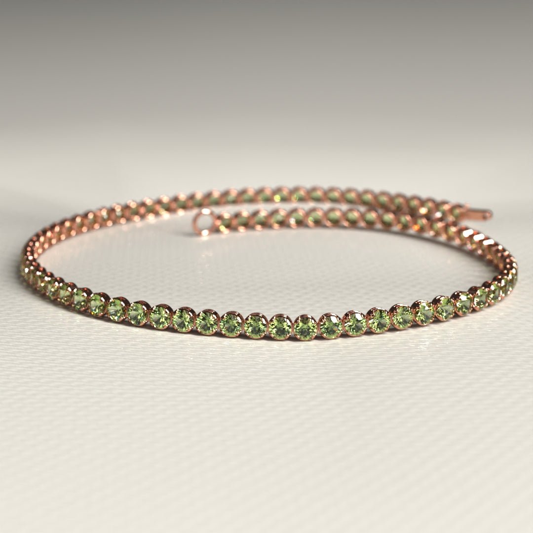 Peridot Tennis Bracelet in 14K/18K White Gold / August Birthstone Bracelet - Evara Jewelry LLC