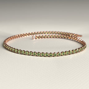 Peridot Tennis Bracelet in 14K/18K White Gold / August Birthstone Bracelet - Evara Jewelry LLC