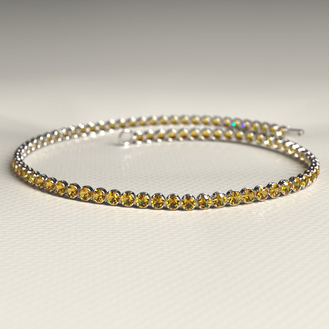 Personalized Citrine Tennis Bracelet in 14K/18K Yellow Gold / November Birthstone Bracelet - Evara Jewelry LLC