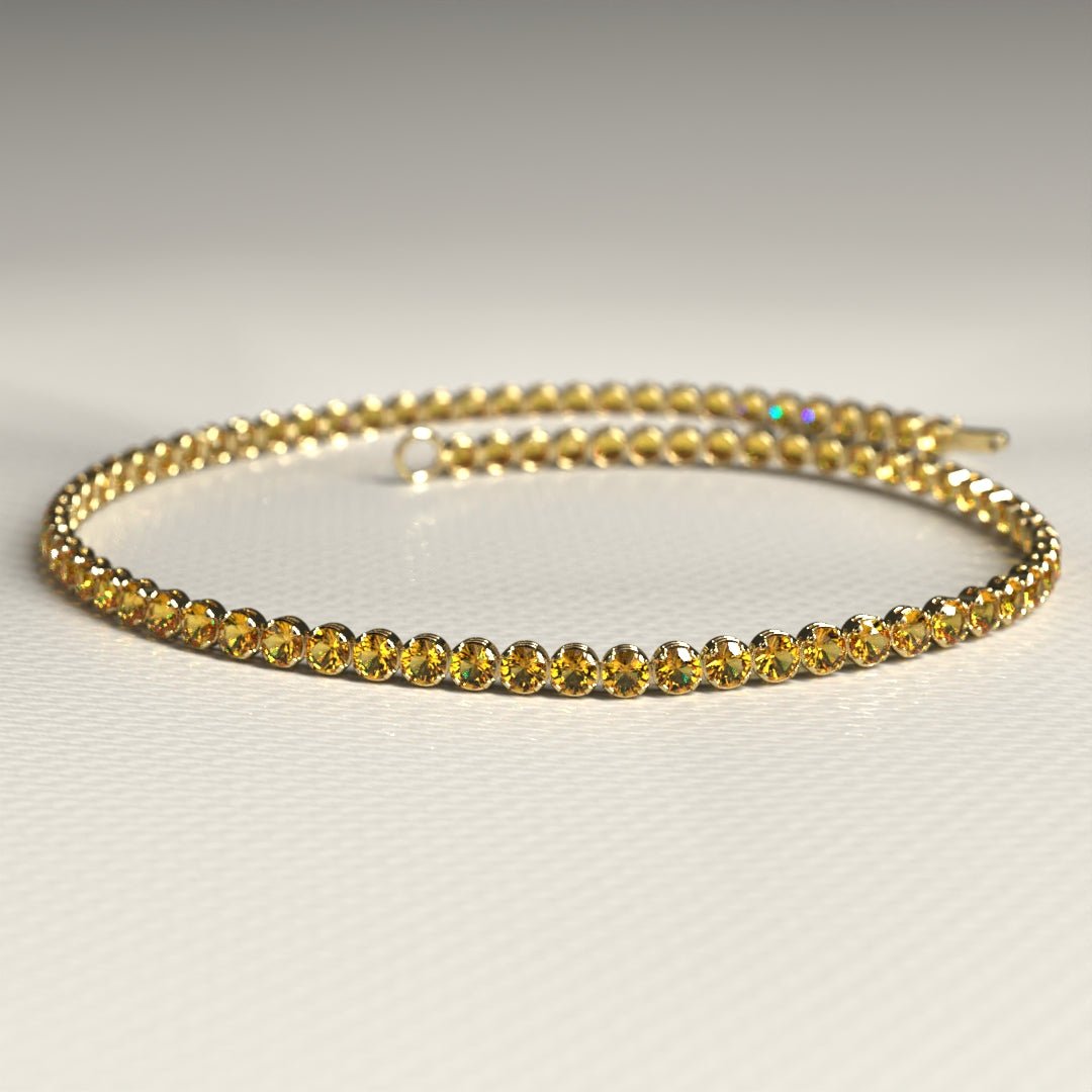 Personalized Citrine Tennis Bracelet in 14K/18K Yellow Gold / November Birthstone Bracelet - Evara Jewelry LLC