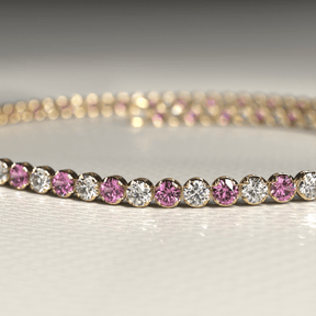Pink Sapphire & Diamond Alternate Tennis Bracelet in 14K/18K White Gold - Evara Jewelry LLC