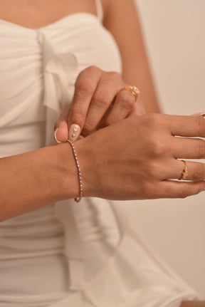 Pink Sapphire & Diamond Alternate Tennis Bracelet in 14K/18K White Gold - Evara Jewelry LLC