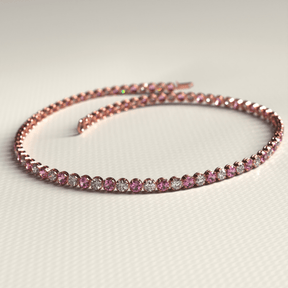 Pink Sapphire & Diamond Alternate Tennis Bracelet in 14K/18K White Gold - Evara Jewelry LLC