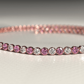 Pink Sapphire & Diamond Alternate Tennis Bracelet in 14K/18K White Gold - Evara Jewelry LLC