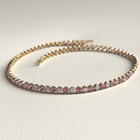 Pink Sapphire & Diamond Alternate Tennis Bracelet in 14K/18K White Gold - Evara Jewelry LLC