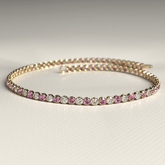 Pink Sapphire & Diamond Alternate Tennis Bracelet in 14K/18K White Gold - Evara Jewelry LLC