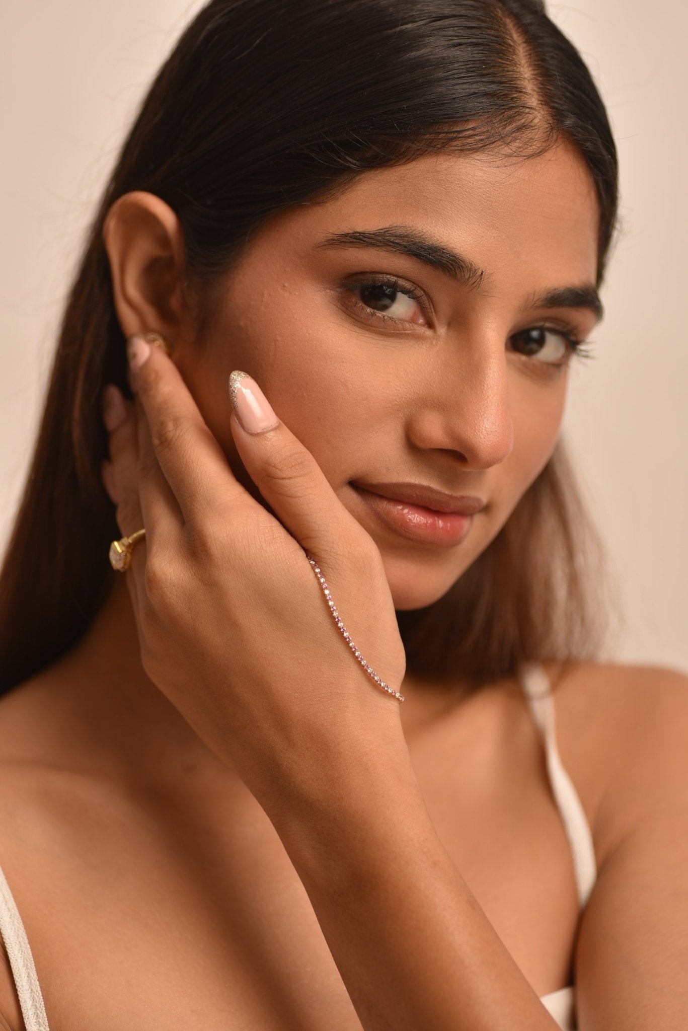 Pink Sapphire & Diamond Alternate Tennis Bracelet in 14K/18K White Gold - Evara Jewelry LLC