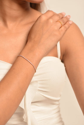 Pink Sapphire & Diamond Alternate Tennis Bracelet in 14K/18K White Gold - Evara Jewelry LLC