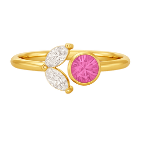 Pink Tourmaline & Diamond Wedding Stacking Front Open Ring - Evara Jewelry LLC
