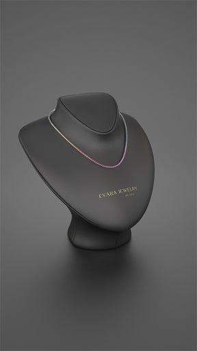 Natural Rainbow Sapphire Tennis Necklace in 14K/18K Solid Gold