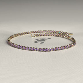 Amethyst Tennis Bracelet in 14K/18K Gold / February Birthstone Bracelet / Purple Stacking Bracelet