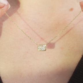 1 Carat Radiant Cut Diamond Bezel Pendant Necklace