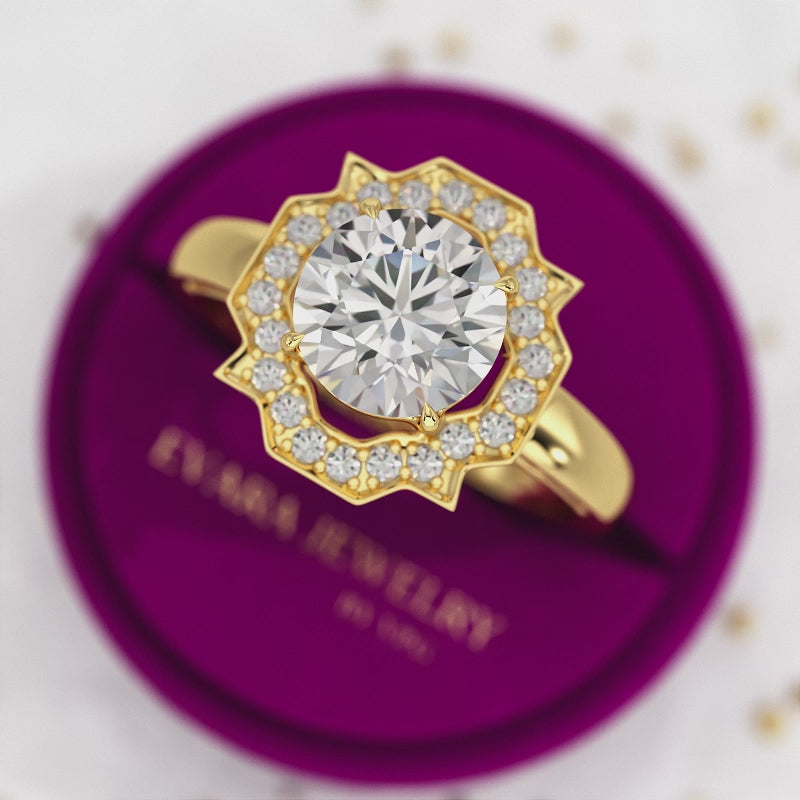 1.50 Carat Round Cut Art Deco Engagement Ring