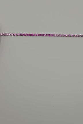 Ombre 3.28 Carats Natural Pink Sapphire Tennis Bracelet in 14K/18K Rose Gold