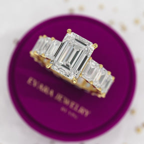 8 TCW Emerald Cut Emerald Diamond Engagement Ring