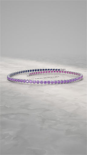 1.94 Carat Sapphire & Amethyst Tennis Bracelet - Natural Sapphire & Amethyst in Solid 18K/14K Gold