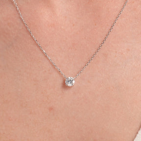 1 Carat Round Cut Prong Set Solitaire Diamond Pendant Necklace