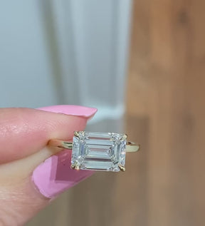 3 Carat Emerald Cut Diamond East West Engagement Ring