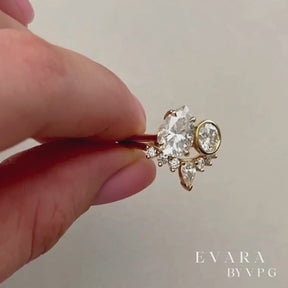 2.20 Carat Pear & Bezel Set Round Toi Et Moi Art Deco Engagement Ring