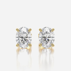 Oval Cut Lab Grown Diamond Stud Earrings: 4 Prong Set, Everyday Earrings