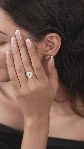 5 Carat Round Cut Diamond Thin French Pave Engagement Ring