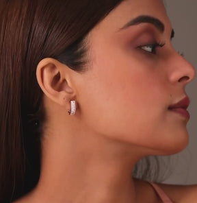 Baguette & Round Diamond U Shaped Huggies