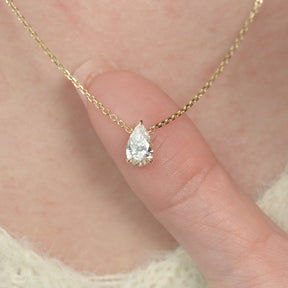 1 Carat Pear Diamond Solitaire Pendant Necklace