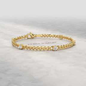 1.00 Carat Round Cut Diamond Cuban Chain Bracelet