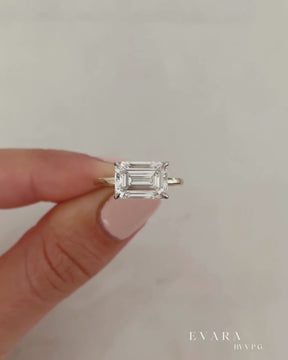 3.00 Carat Emerald Cut East West Diamond Proposal Ring