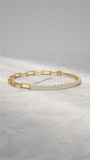 1.38 Carats Diamond & Paperclip 50-50 Tennis Bracelet - Lab Grown Diamond