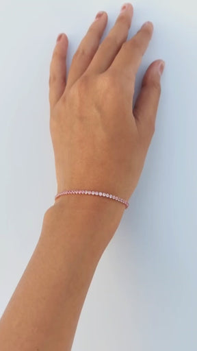 Ombre 3.28 Carats Natural Pink Sapphire Tennis Bracelet in 14K/18K Rose Gold