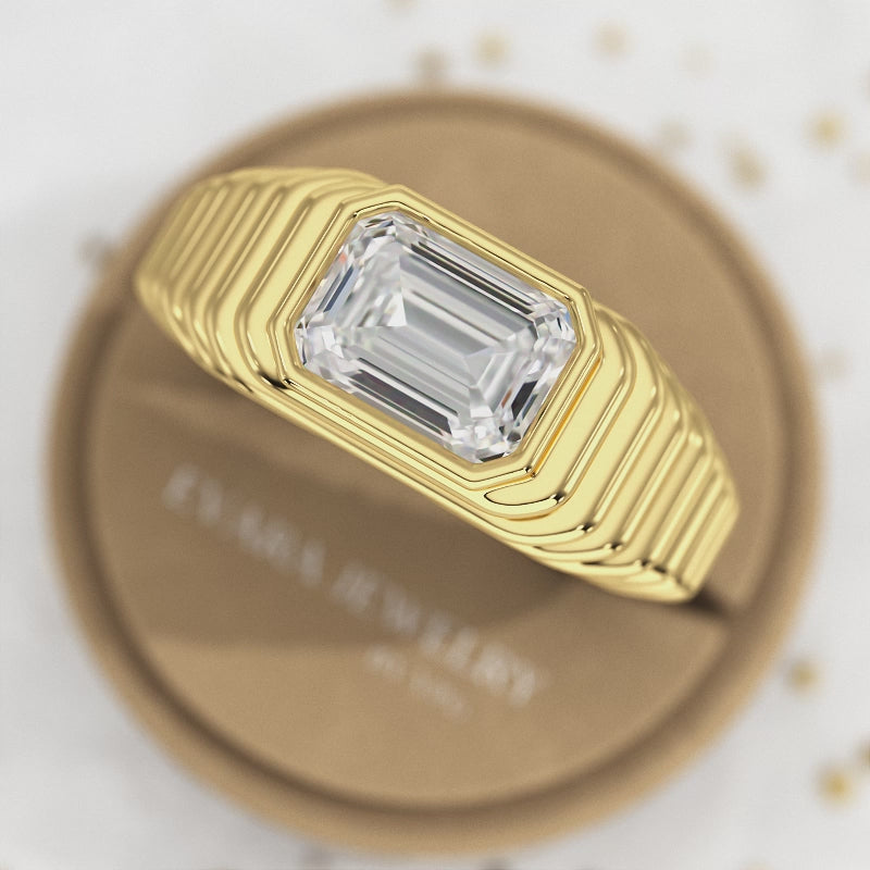 1.50 Carat Emerald Cut Diamond Chunky Bombe Ring