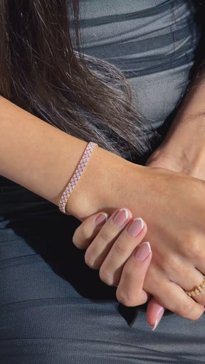 5 Carat Natural Pink Sapphire & Lab Grown Diamond Three Row Alternate Tennis Bracelet