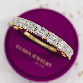 East West Luxury Emerald Cut Diamond Wedding Band