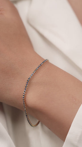 London Blue Topaz Tennis Bracelet in 14K/18K White Gold / November Birthstone Bracelet