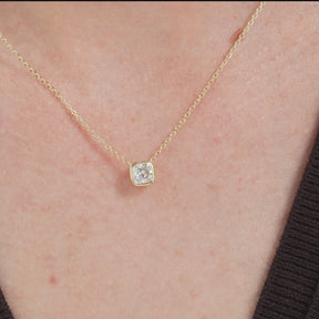 1 Carat Cushion Cut Diamond Bezel Pendant Necklace