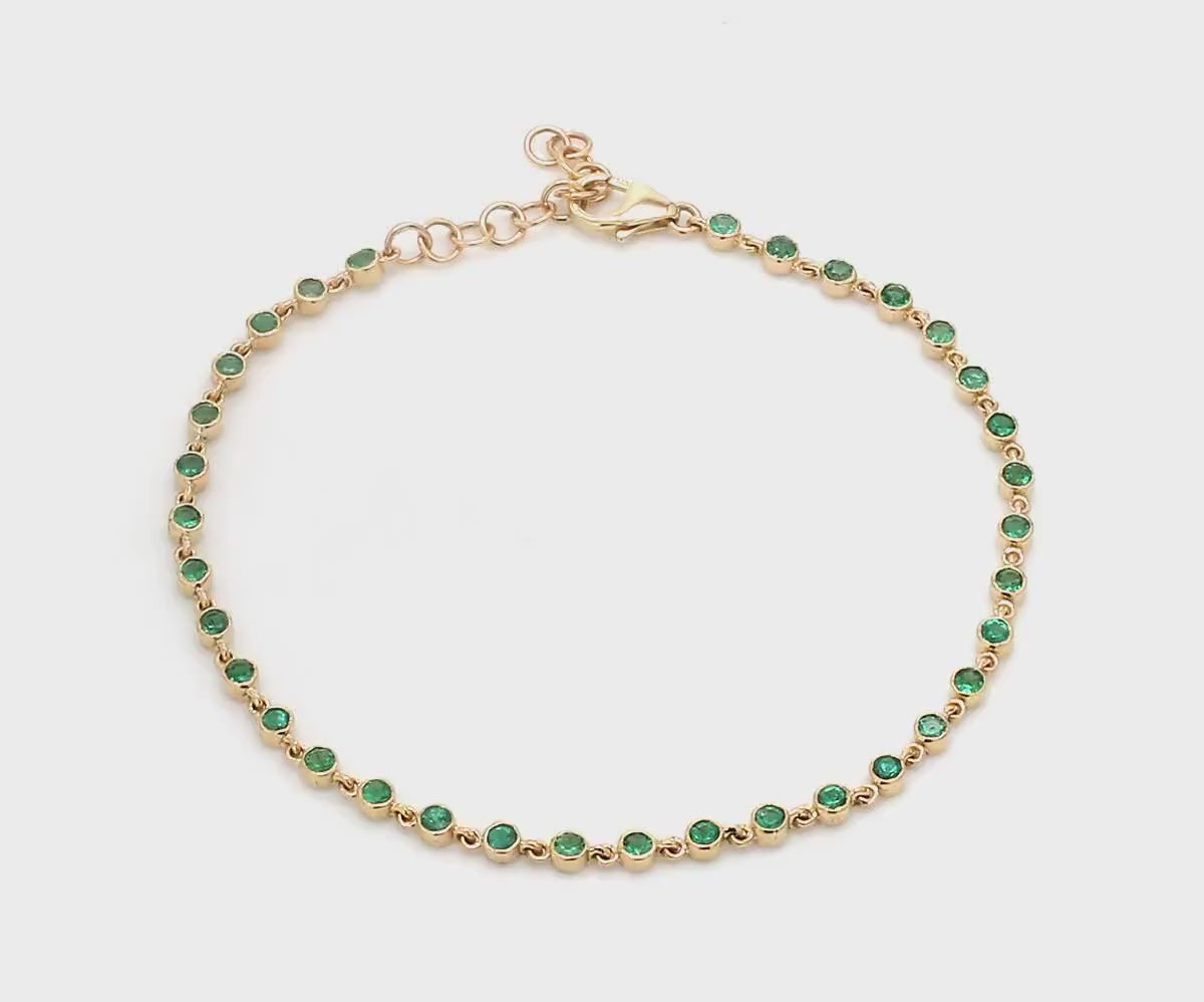 Natural Emerald Dainty Bezel Bracelet – May Birthstone Jewelry