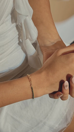 1.44 Carat Natural Emerald & Paperclip 50-50 Tennis Bracelet